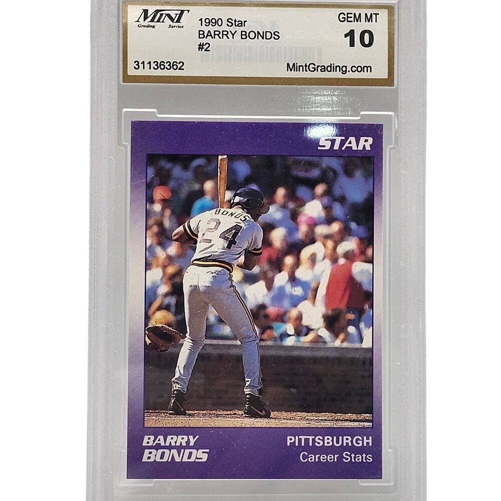 1990 Star Barry Bonds #2 Pittsburgh Pirates MINT Grading 10 GEM Baseball Card